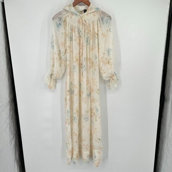 Gilligan & O'Malley Cottage Core Floral Vintage Nightgown smocked hooded medium - Picture 3 of 16